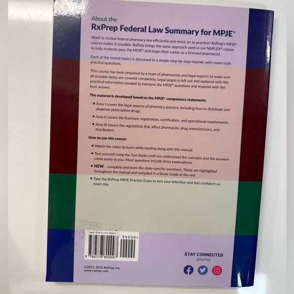 Newest Edition: RxPrep MPJE Federal Law Book - Picture 2 of 3